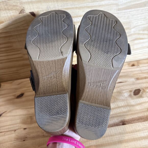 Dansko Sophie Women's Black Leather Block Heel Sandals Size 37 EUR / 6 US - Picture 7 of 8